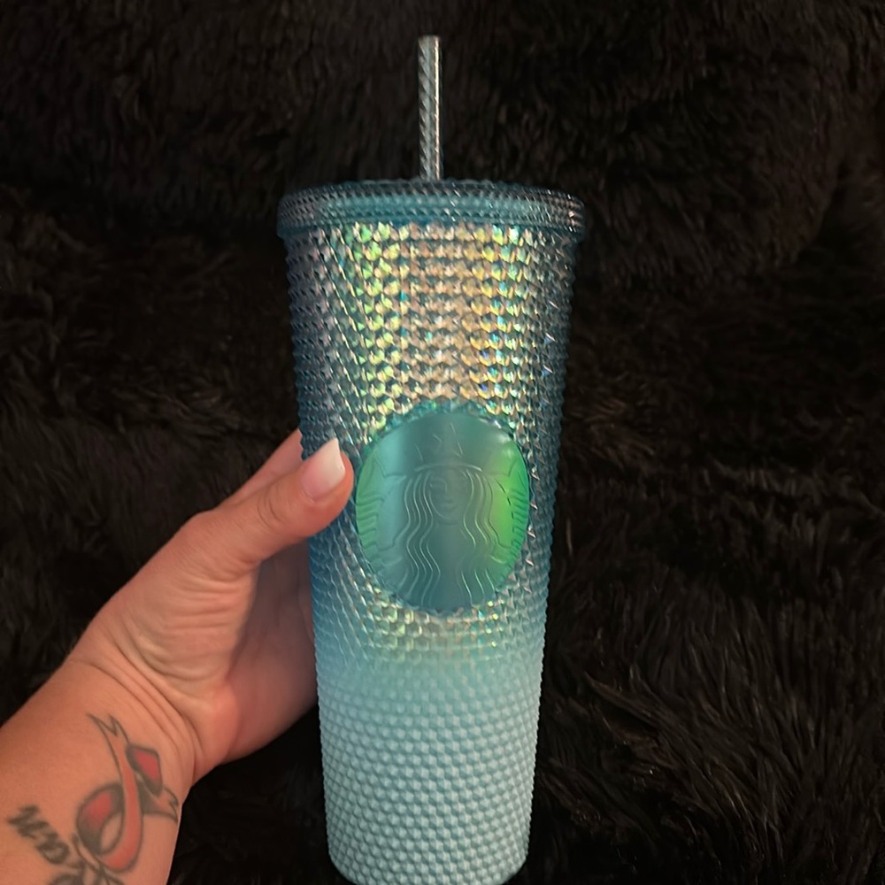 Light Blue studded Starbucks cup